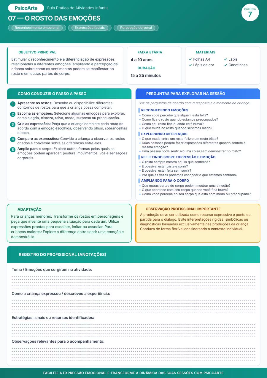 Prévia da atividade O rosto das emoções