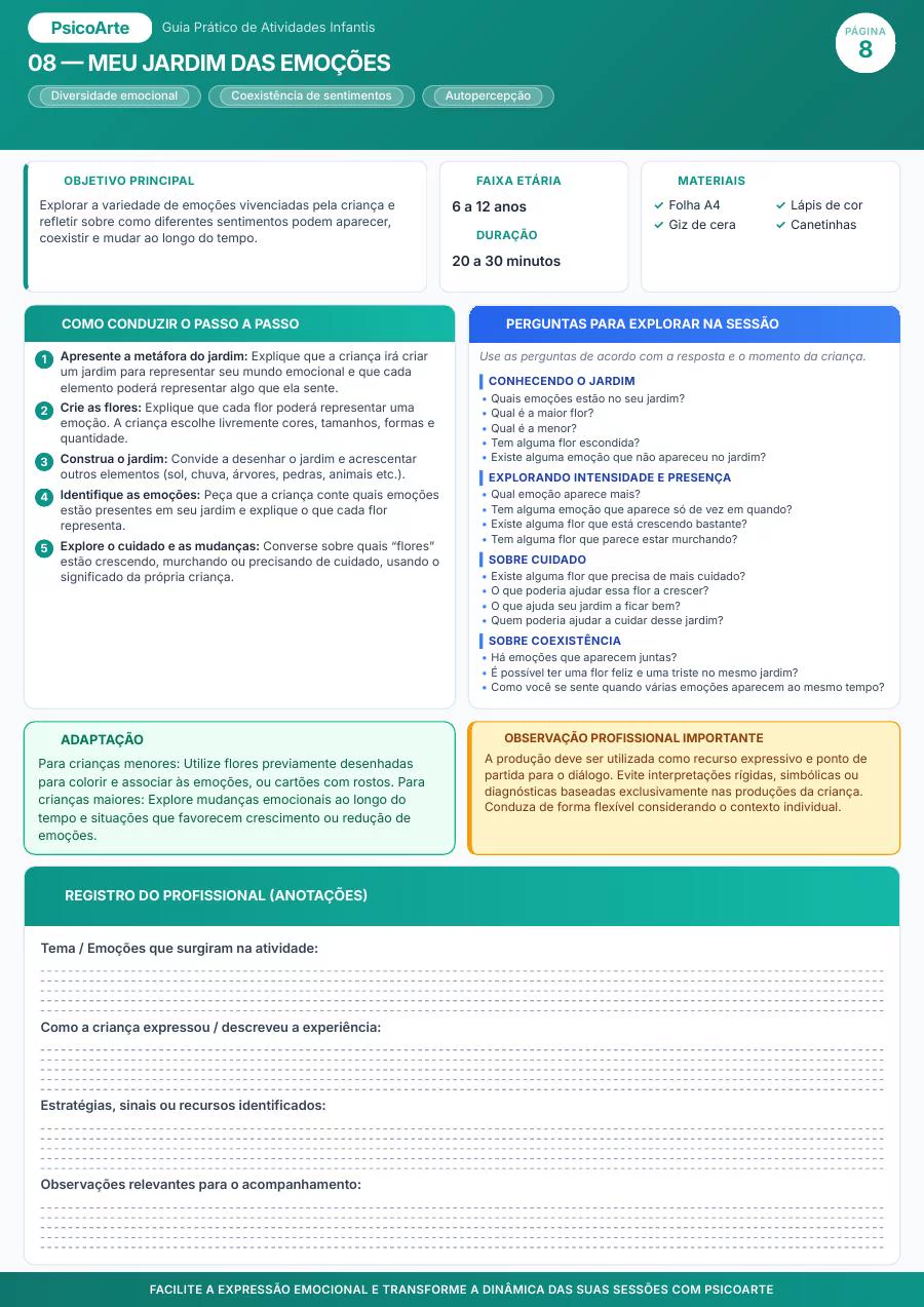 Prévia da atividade Meu jardim das emoções